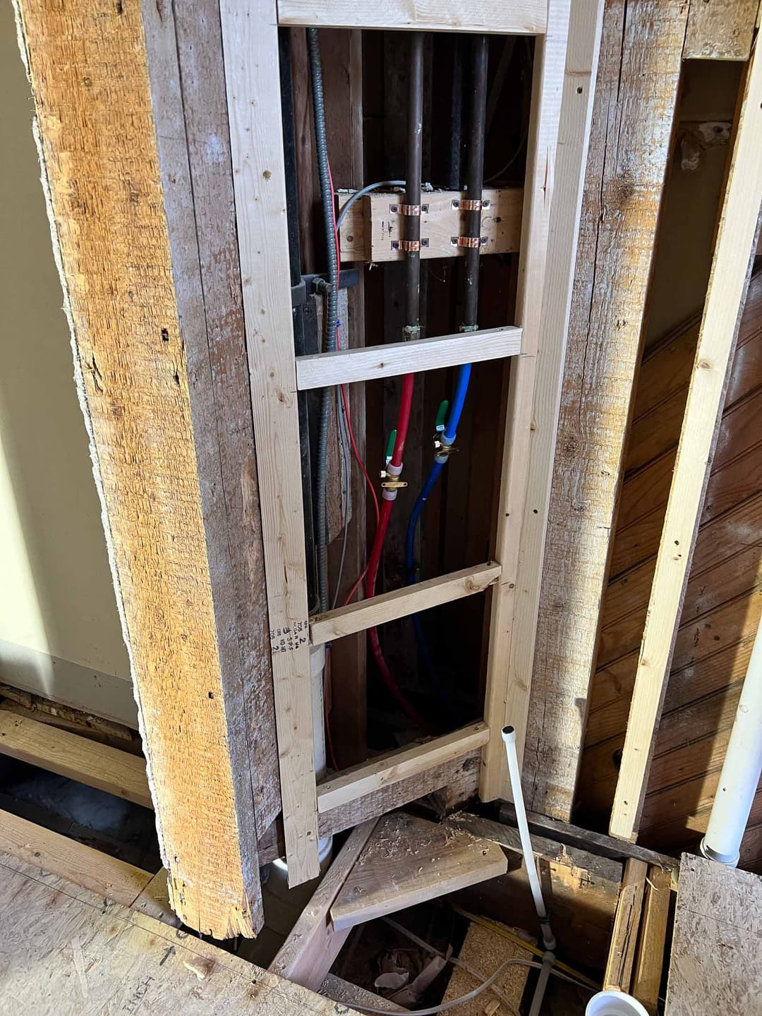Bath 3 Renovation. Pipe Chase from 3rd floor bathroom
