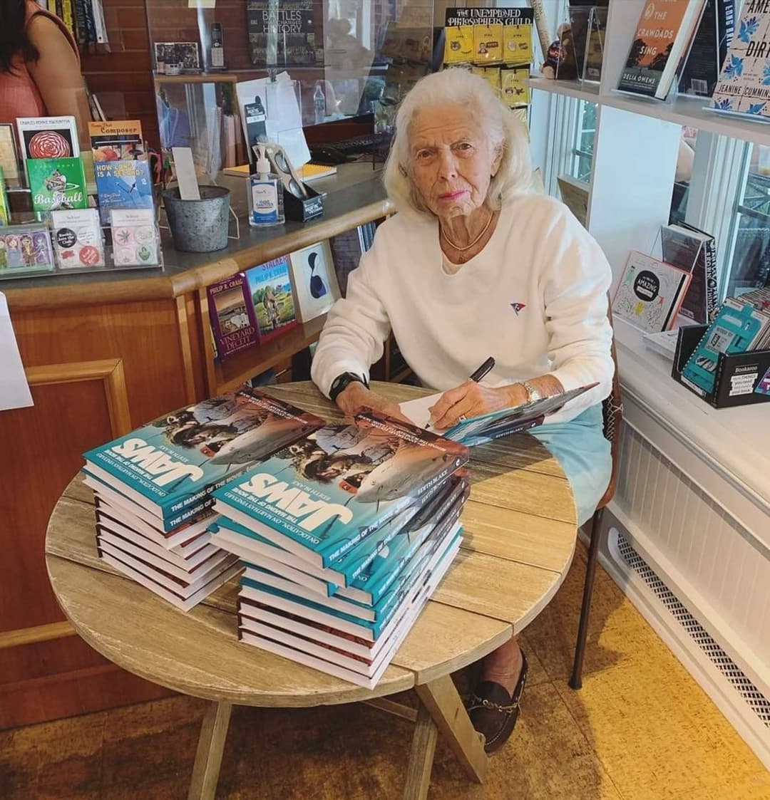 Edie Blake. with her book