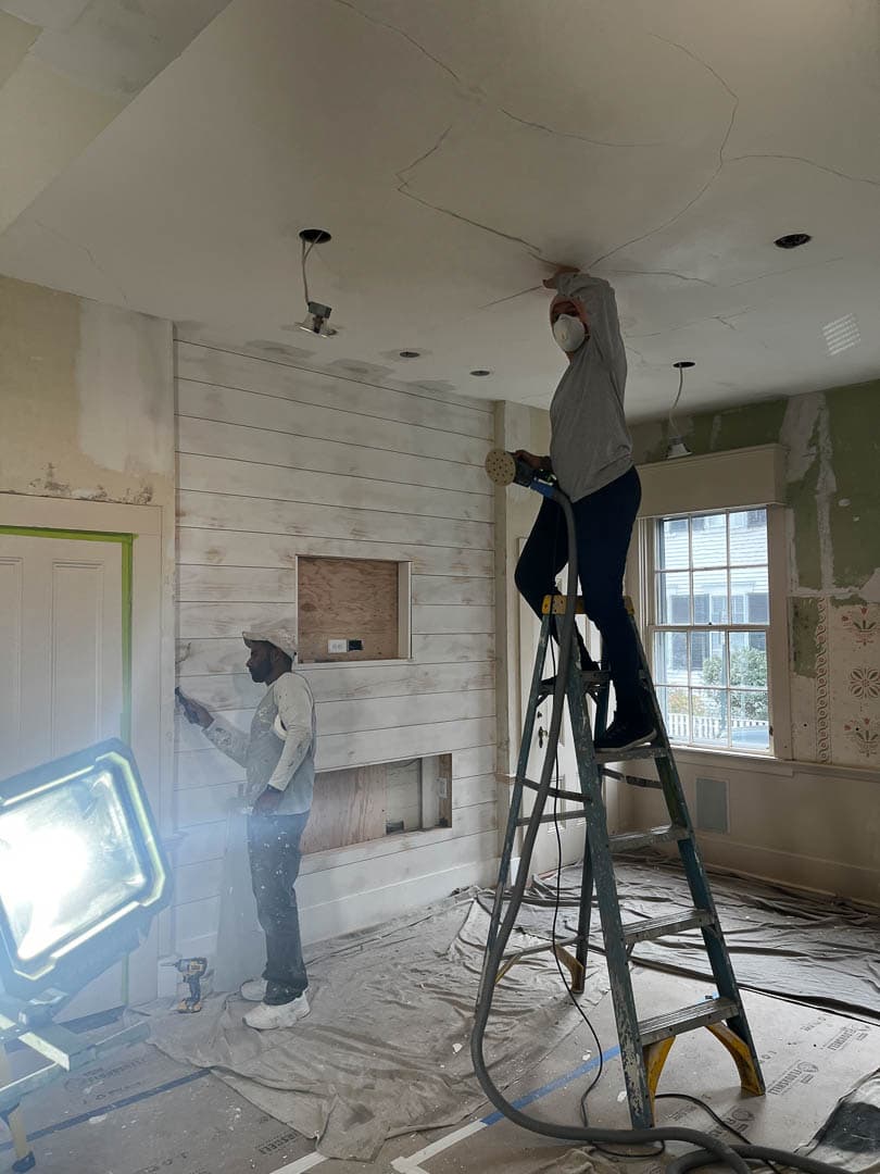 CMH West Wing fall 2023 renovation. DURING – New Electrical – note recess for new TV bracket