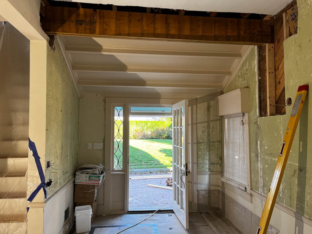Captain Morse House West Wing 2022. During support beam replacing old post support